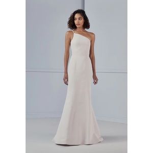Amsale Cecilia in Ivory Faille size 4